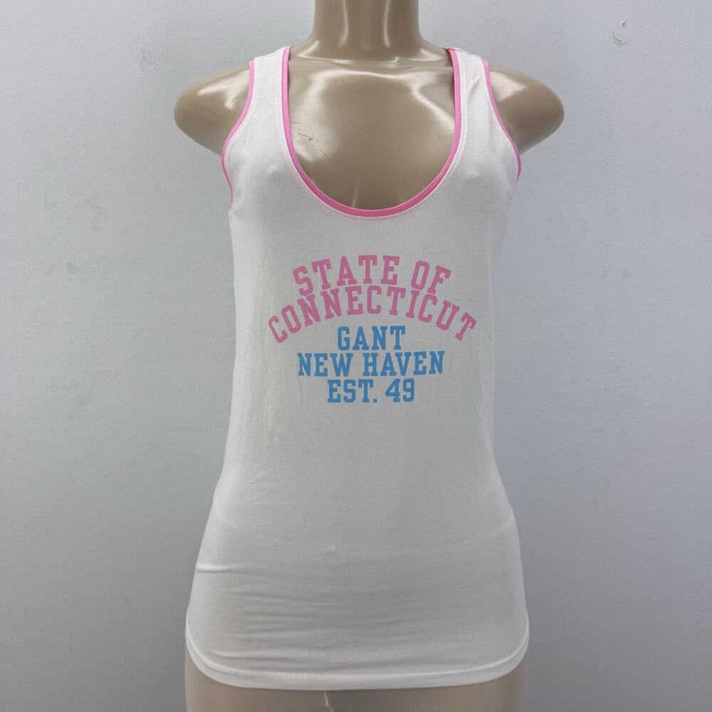 NWT Gant New Haven Connecticut White Pink Tank Top sz M Preppy Barbiecore Casual